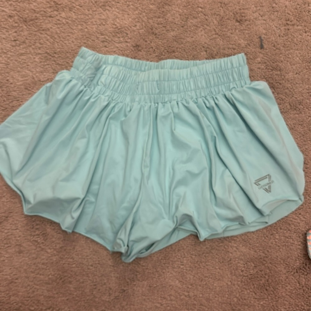 blue flowy shorts